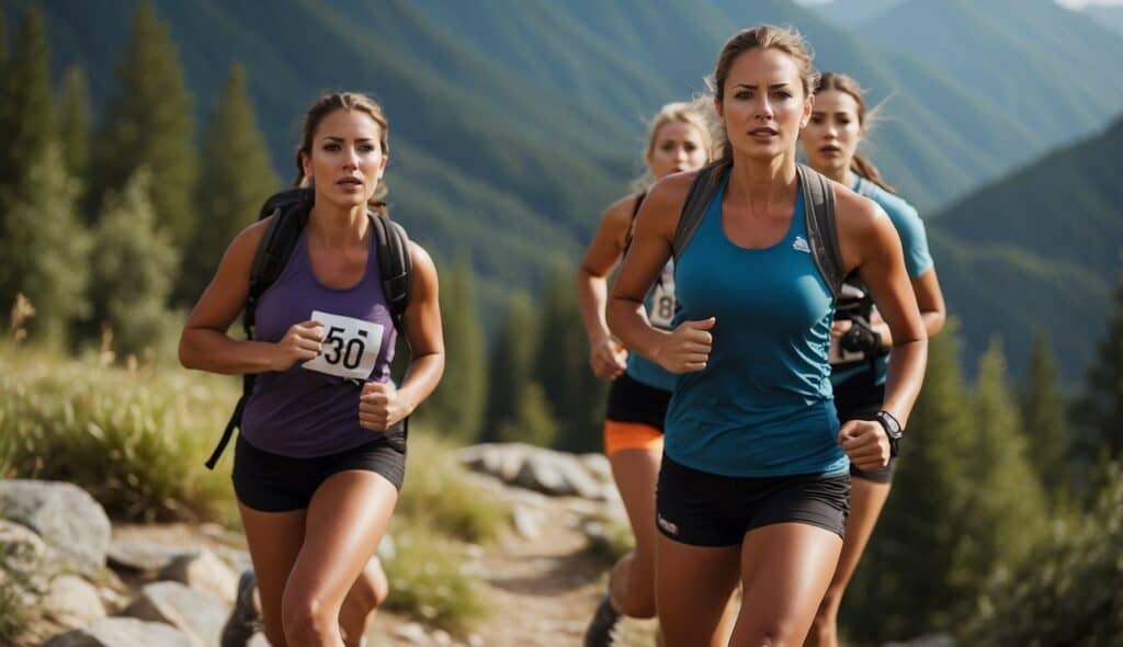 Women participating in various sports, including hiking