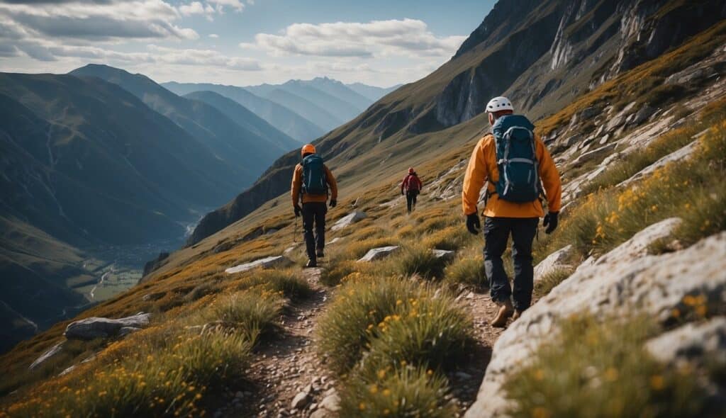 Hiking safety: Emergency response in mountain terrain. No human or body parts